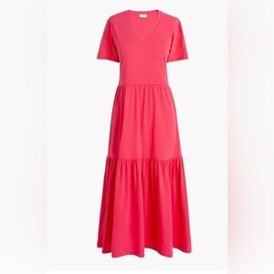 V-neck tiered knit midi dress EUC